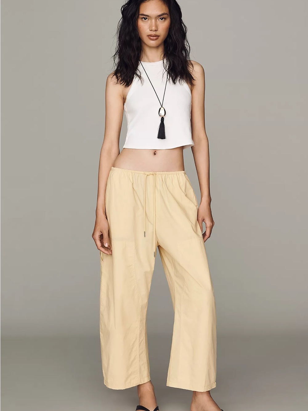 pistola Pale Yellow Wide-Leg Drawstring Pants